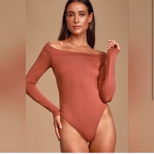 29- Lulus dusty rose off the shoulder  body suit NWT